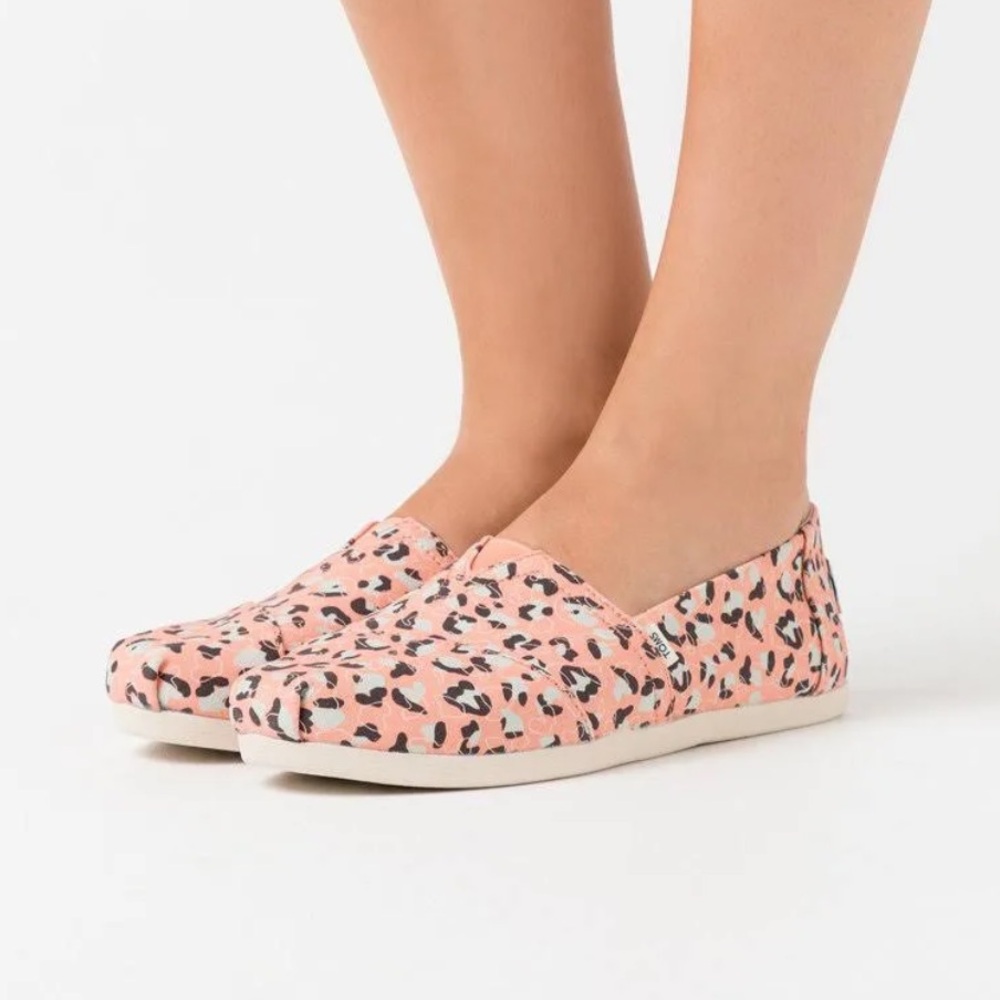 Toms‎ Salmon Pebbled Leopard Print Cloudbound Classic Flat Shoes Sz 10